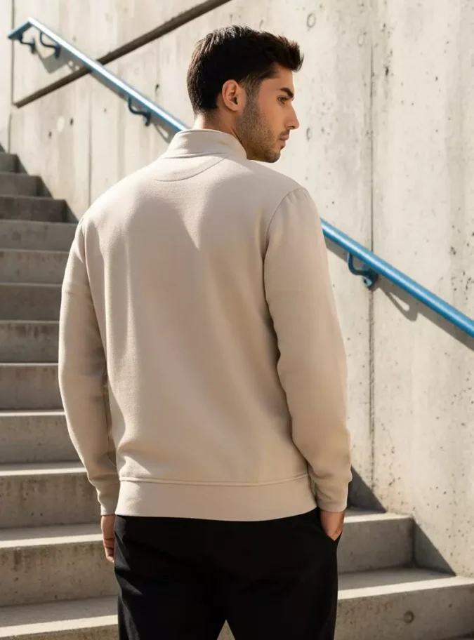 Boston Print High Neck Sweatshirt with Half Zip-2