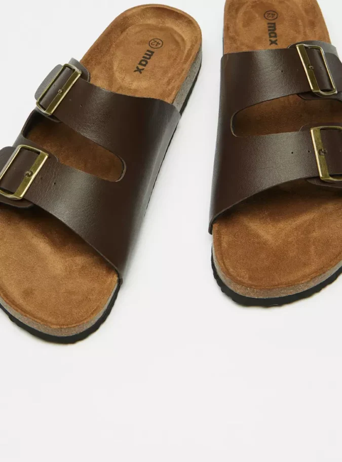 Buckle Accent Slip-On Cork Sandals-2