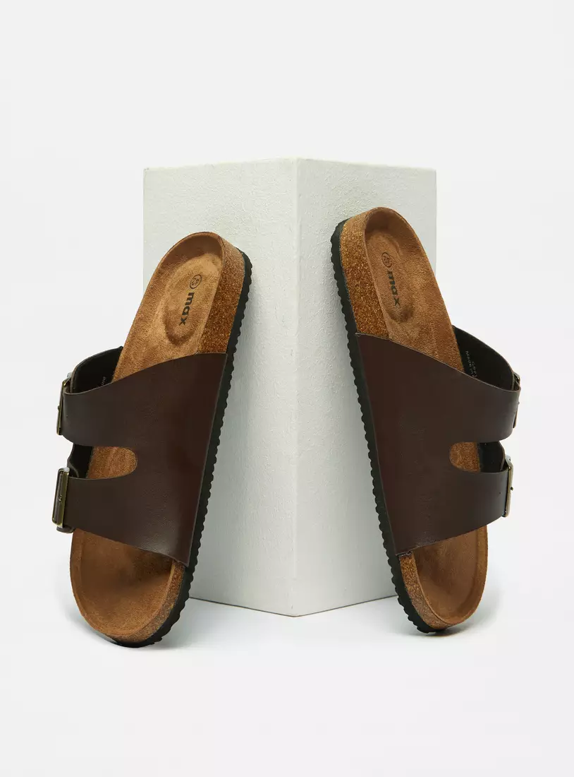 Buckle Accent Slip-On Cork Sandals-3