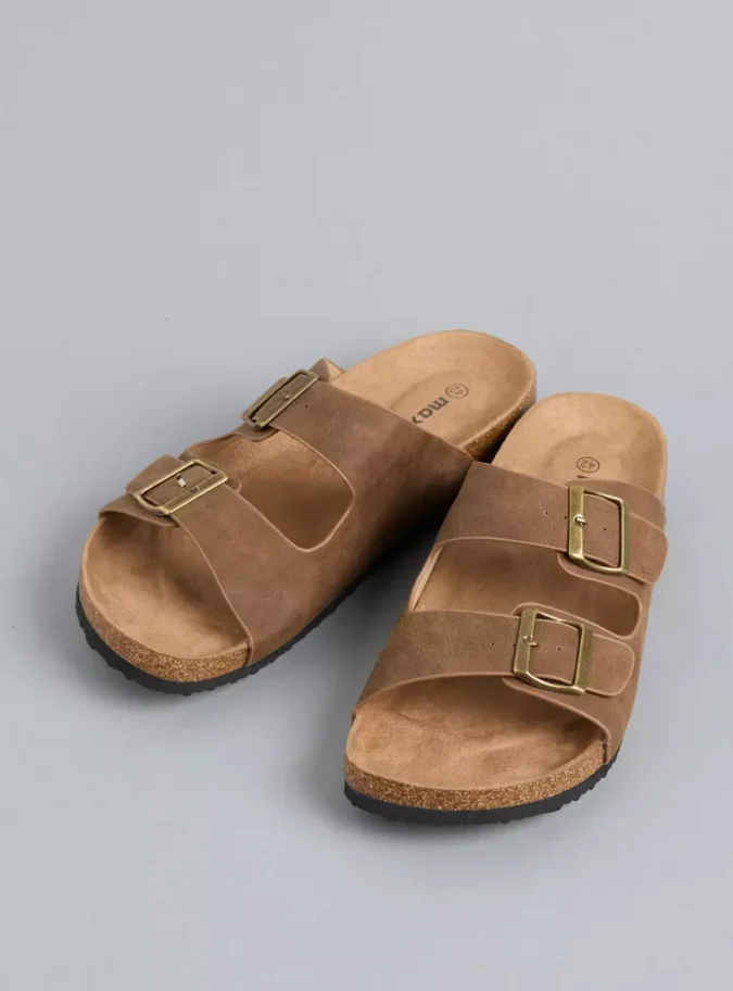 Buckle Accent Slip-On Sandals-1