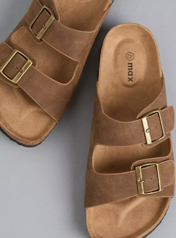 Buckle Accent Slip-On Sandals-2