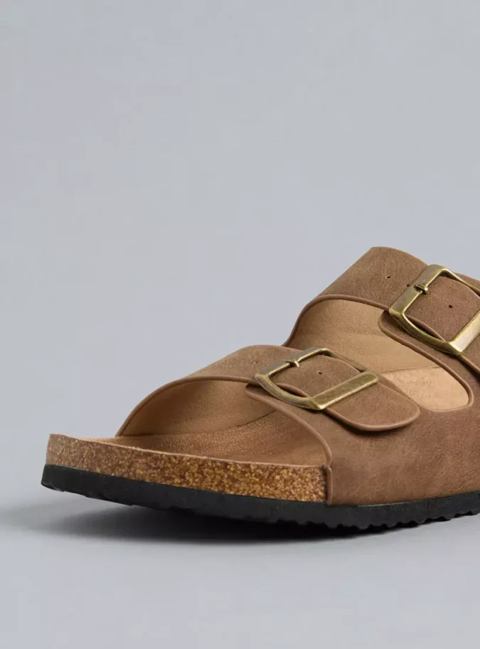 Buckle Accent Slip-On Sandals-3