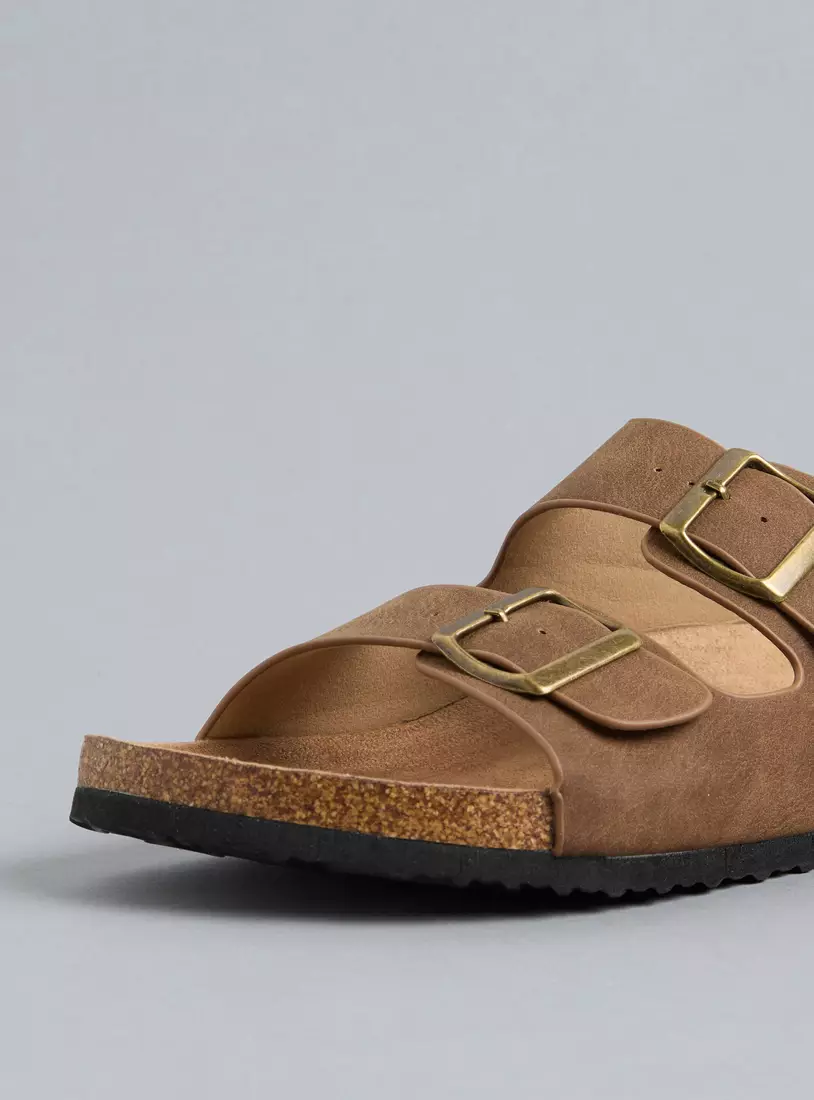 Buckle Accent Slip-On Sandals-3