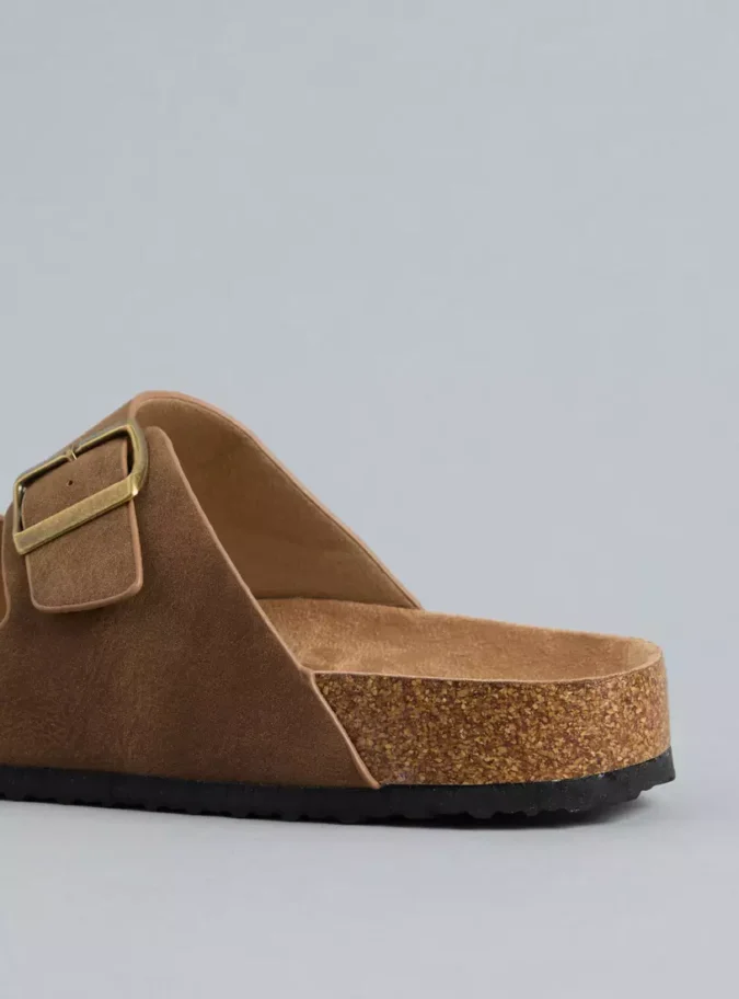 Buckle Accent Slip-On Sandals-4