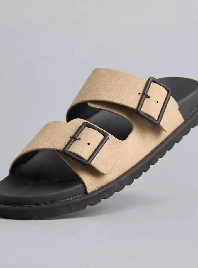 Buckle Strap Detail Slip-On Sandals-1