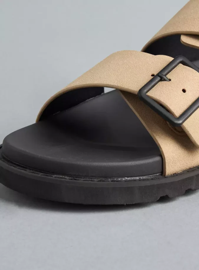 Buckle Strap Detail Slip-On Sandals-3