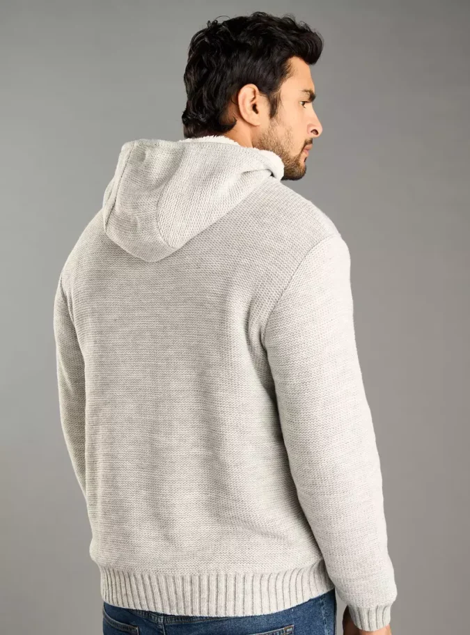 Cable Textured Sherpa Lined Sweater-2