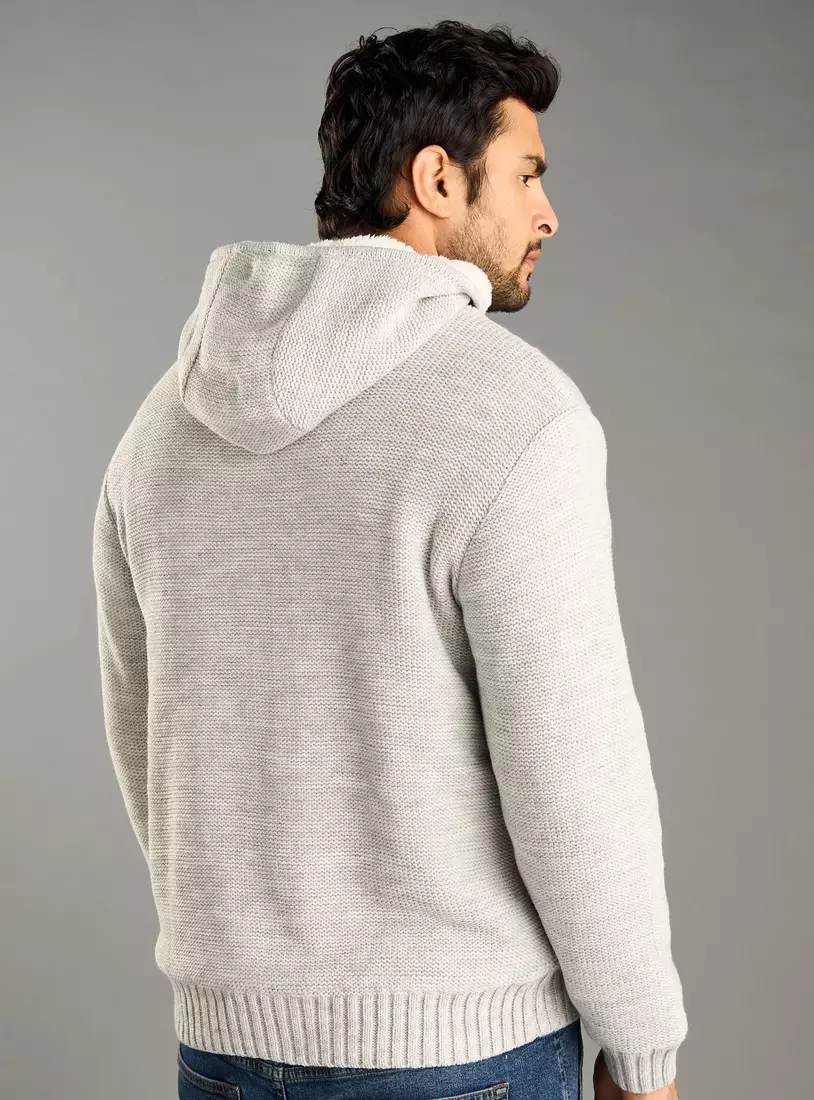 Cable Textured Sherpa Lined Sweater-2