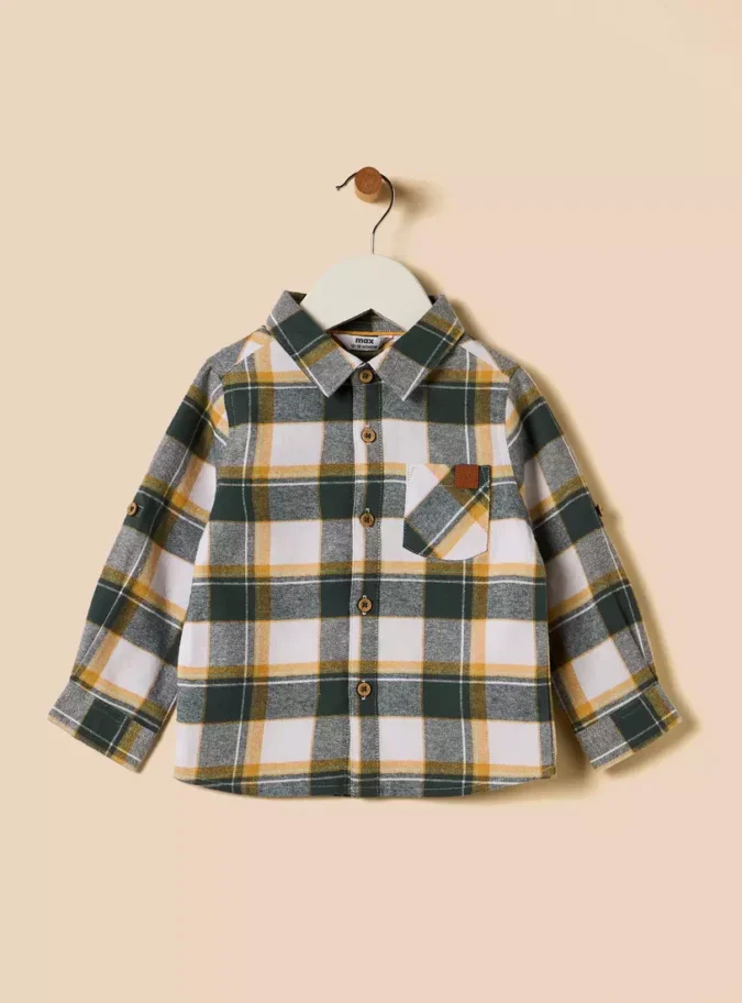 Checked Shirt and Printed T-shirt Set-3