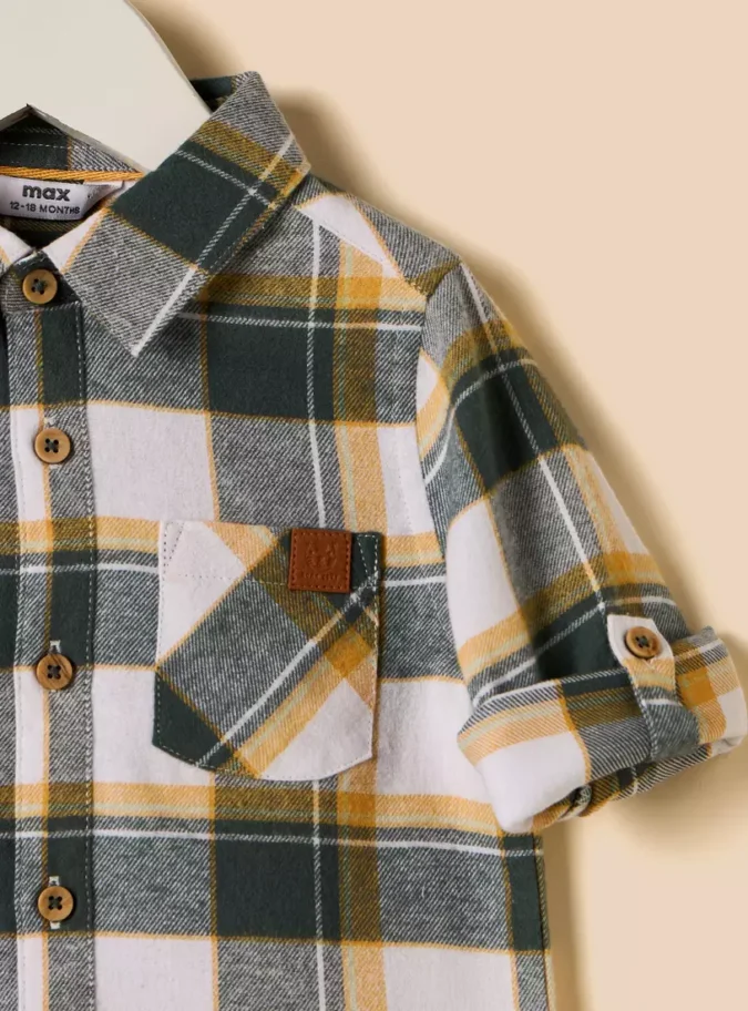 Checked Shirt and Printed T-shirt Set-4