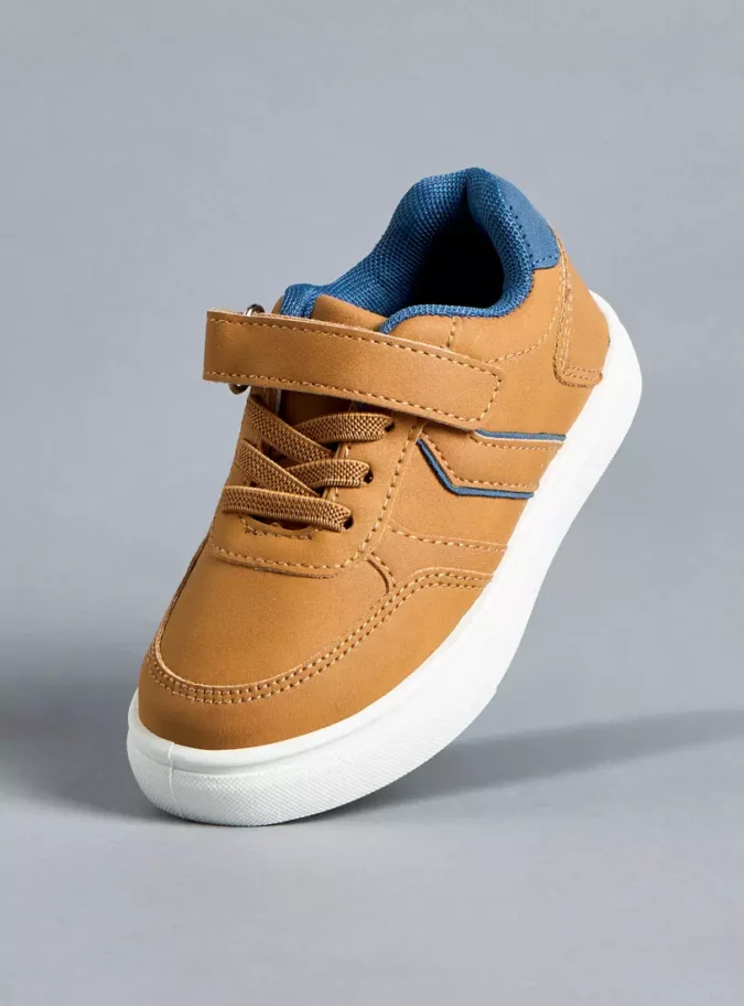 Colourblock Sneakers with Hook and Loop Closure-