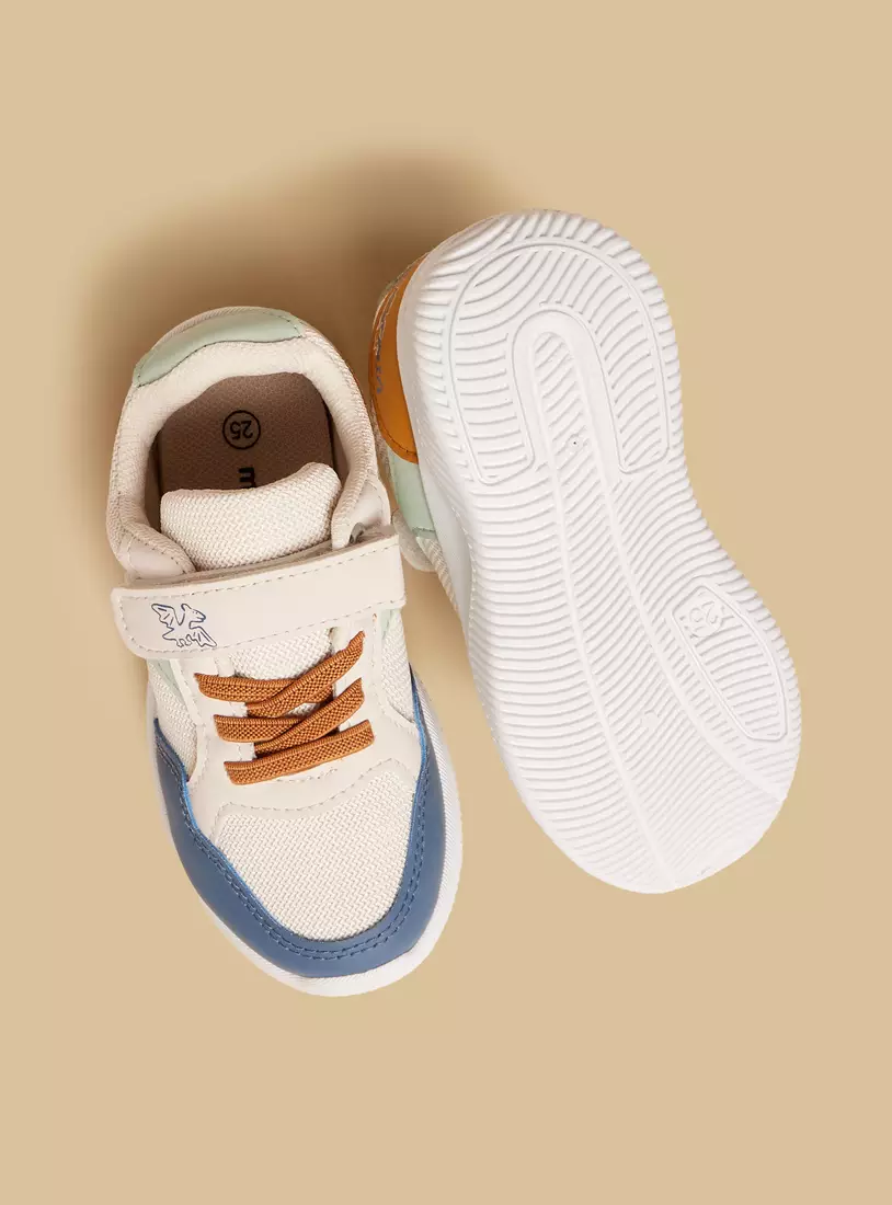 Colourblock Sports Shoes with Hook and Loop Closure -4