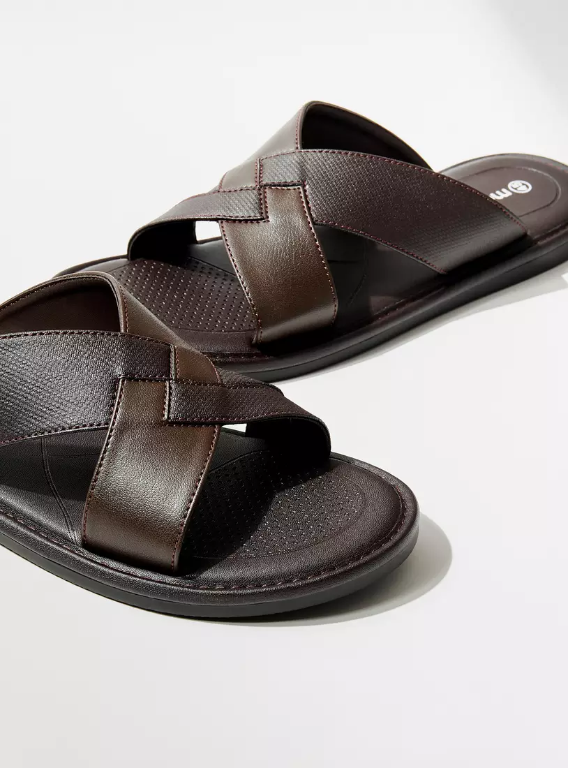 Cross Strap Slip-On Sandals-4