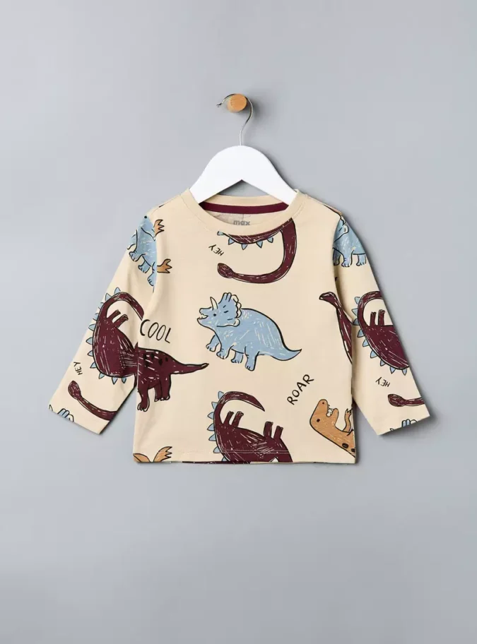 Dinosaur Print Cotton T-shirt-1