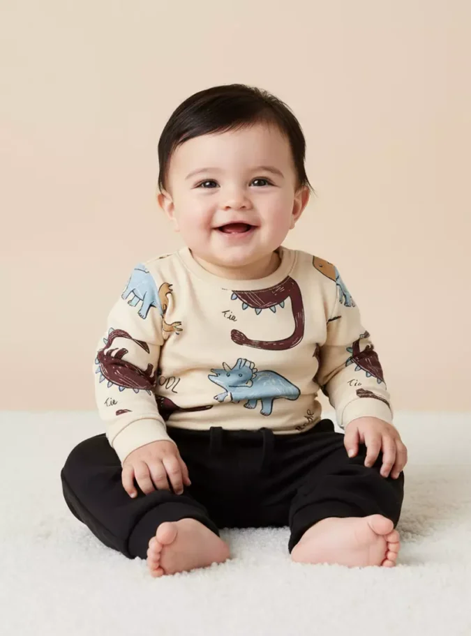 Dinosaur Print Cotton T-shirt-2