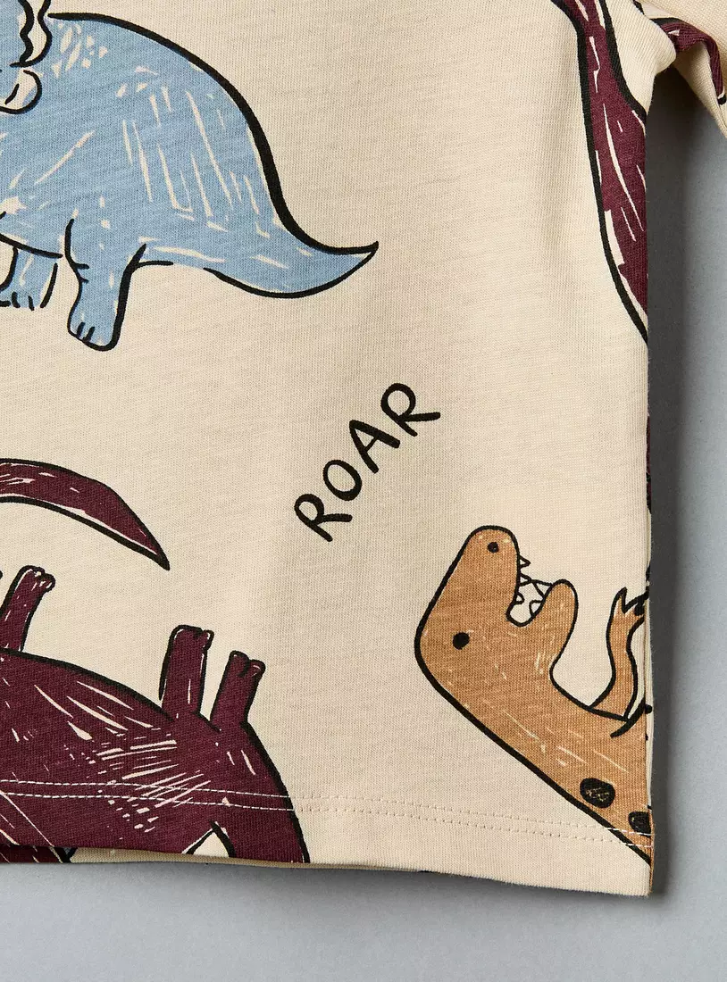 Dinosaur Print Cotton T-shirt-4