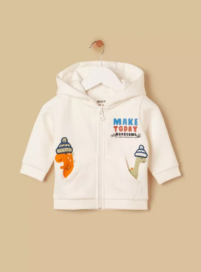 Dinosaur Print Hooded Sweatshirt-1