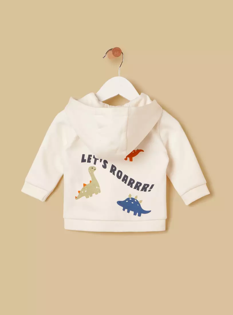 Dinosaur Print Hooded Sweatshirt-2