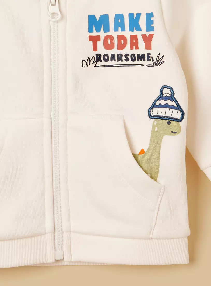 Dinosaur Print Hooded Sweatshirt-4