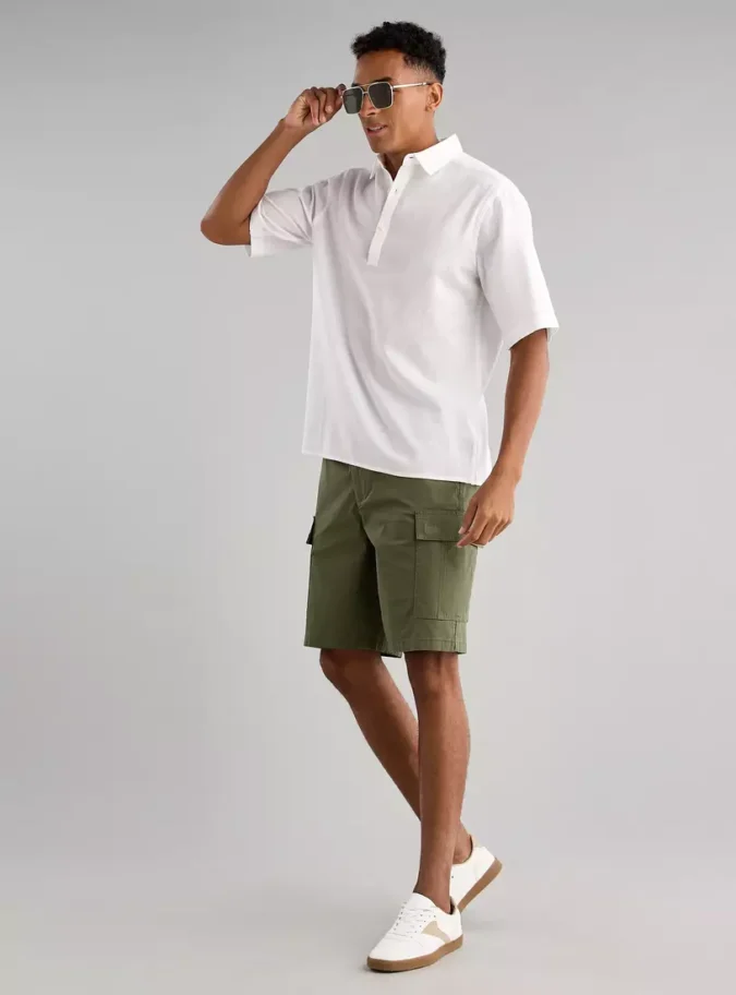 Dobby Cargo Shorts-4