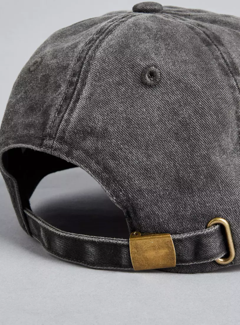 Embroidered Cap with Buckled Strap Closure-4