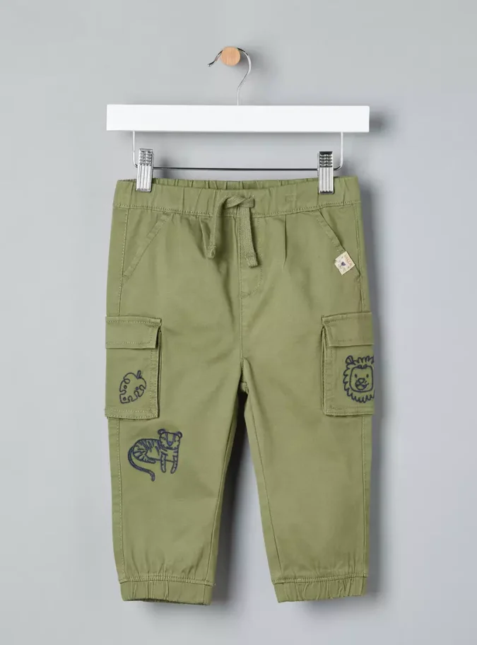 Embroidered Cargo Joggers-1