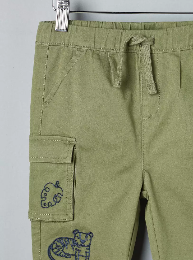 Embroidered Cargo Joggers-3