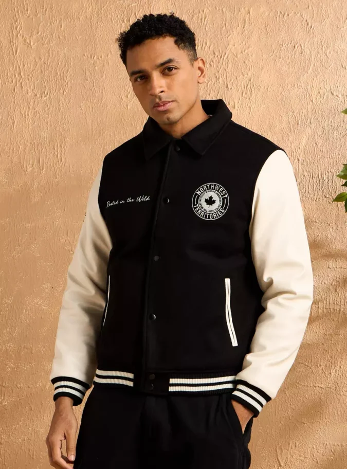 Embroidered Felt Bomber Jacket-1