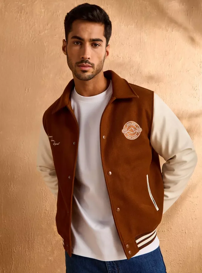 Embroidered Felt Bomber Jacket-1