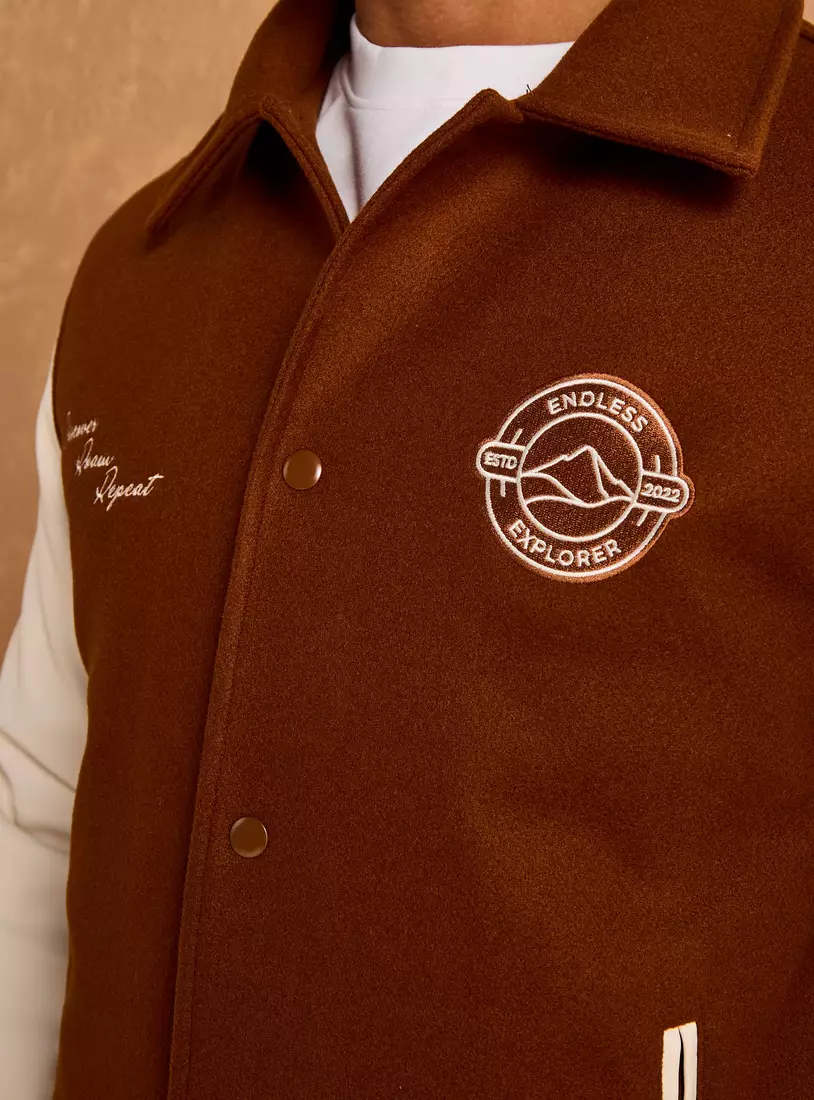 Embroidered Felt Bomber Jacket-2