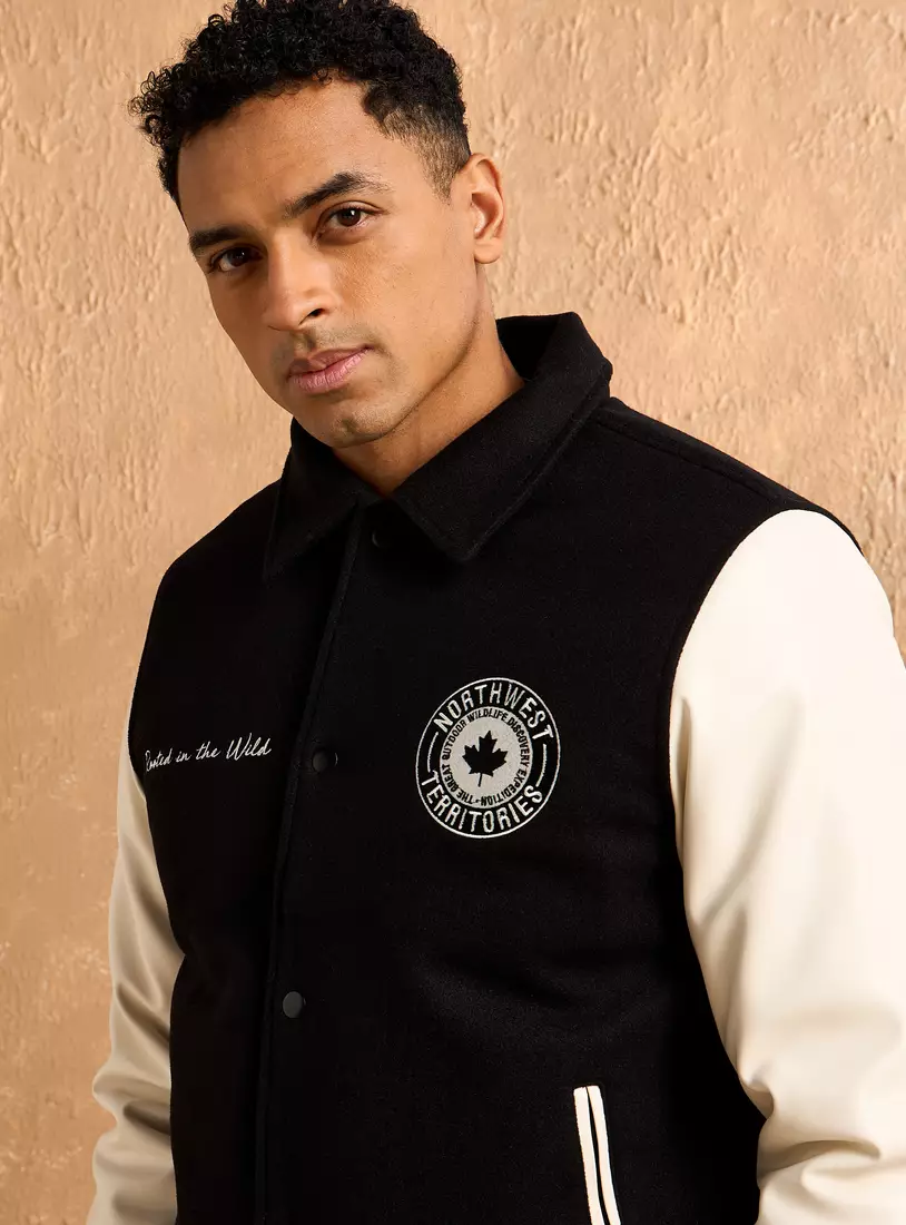 Embroidered Felt Bomber Jacket-3