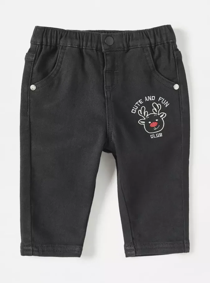 Embroidered Pull-On Jeans-1