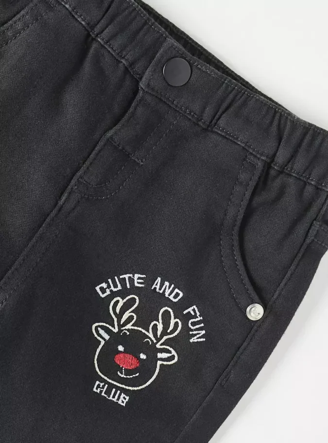 Embroidered Pull-On Jeans-3