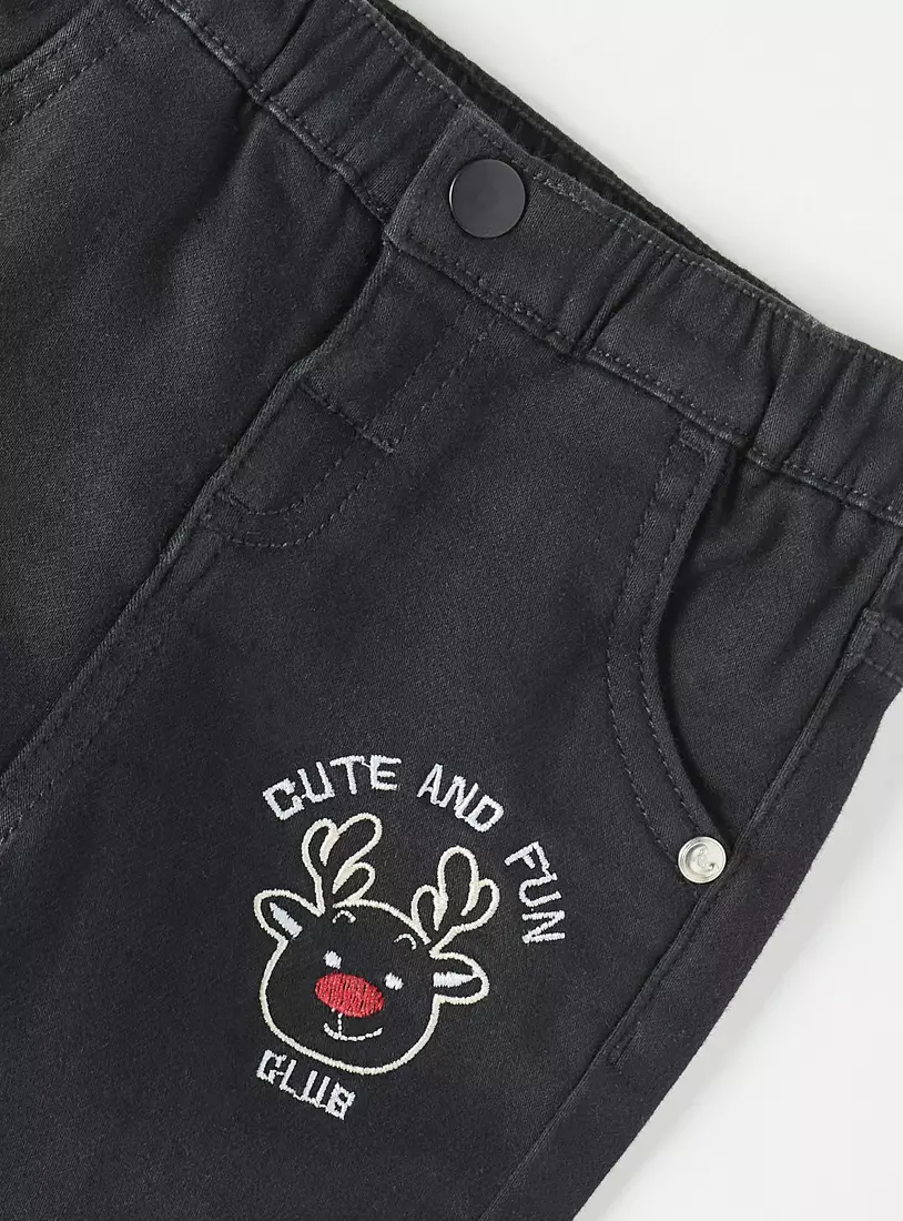 Embroidered Pull-On Jeans-3