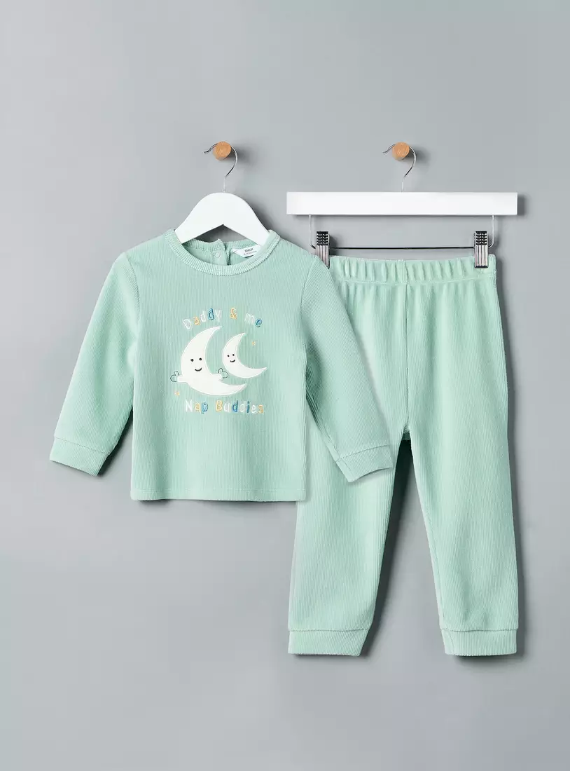 Embroidered Velour Pyjama Set-2