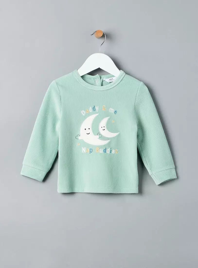 Embroidered Velour Pyjama Set-3