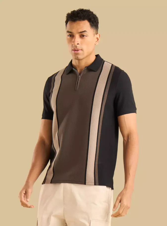 Engineered Textured Polo T-shirt-1