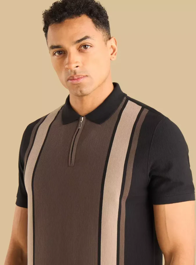 Engineered Textured Polo T-shirt-3