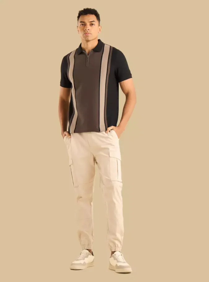 Engineered Textured Polo T-shirt-4