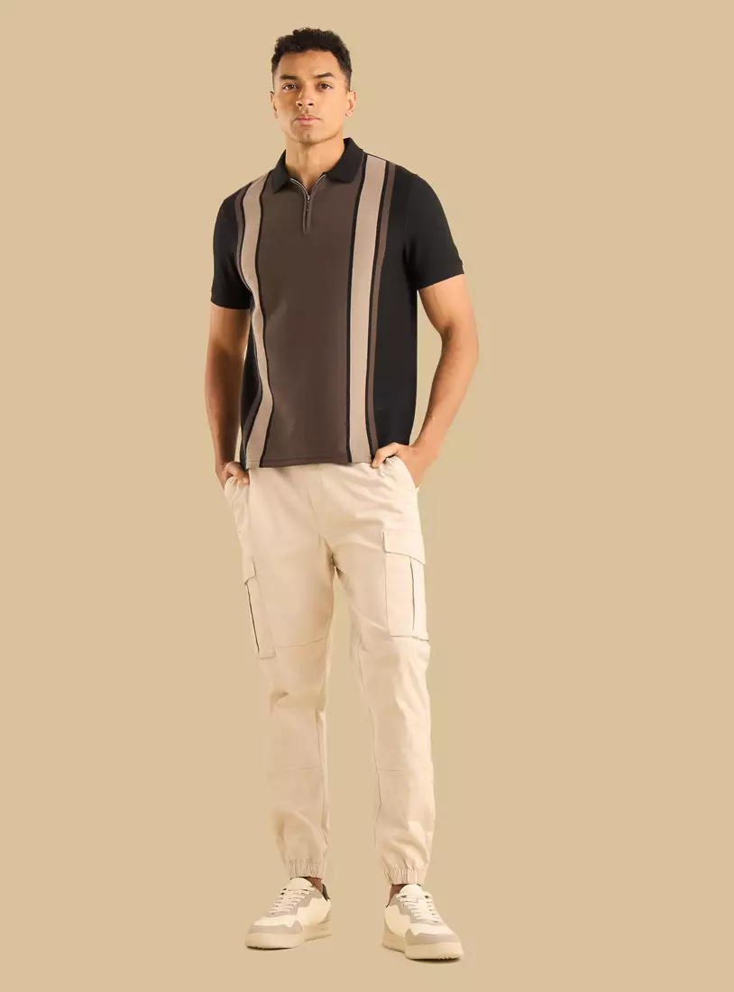 Engineered Textured Polo T-shirt-4