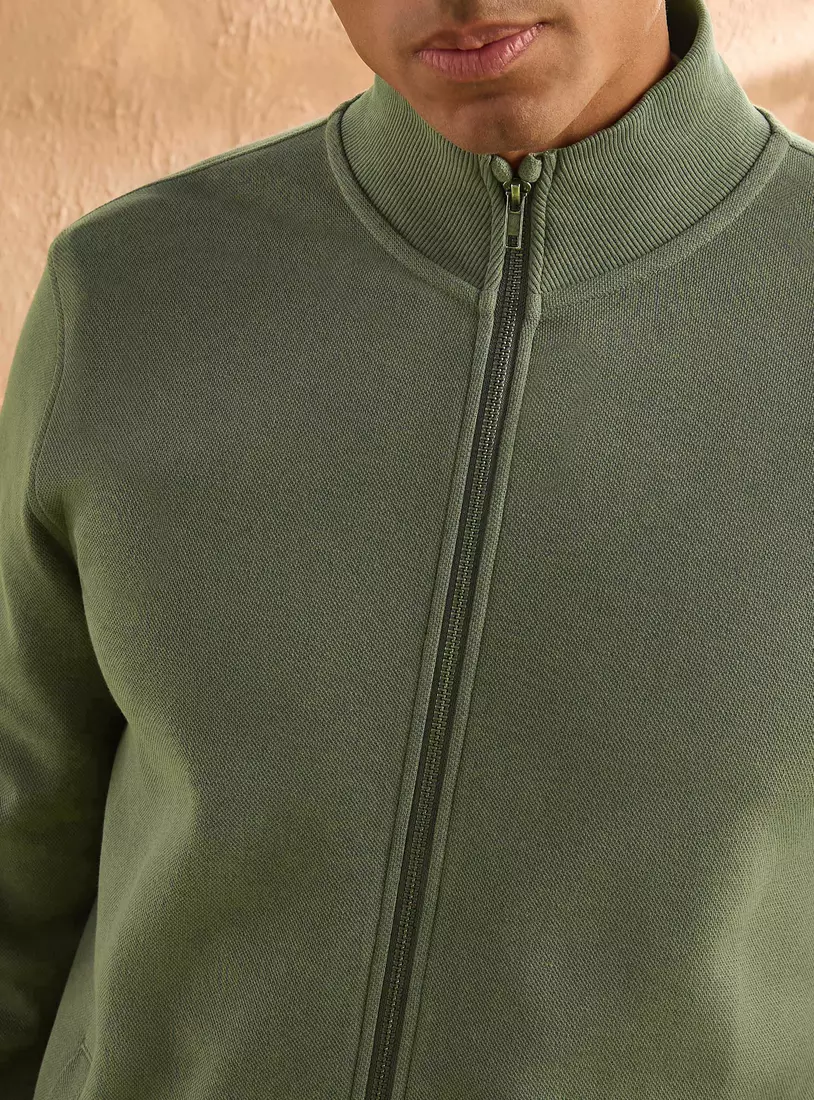 Funnel Neck Pique Jacket-3