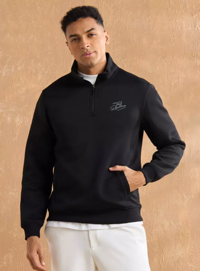 Half Zip Sweatshirt with Kangaroo Pockets-1