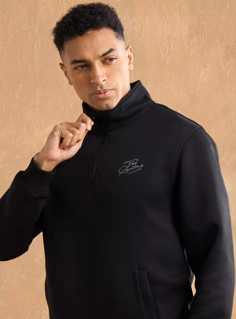 Half Zip Sweatshirt with Kangaroo Pockets-3