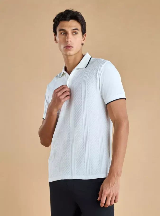 Jacquard Textured Polo T-shirt-1