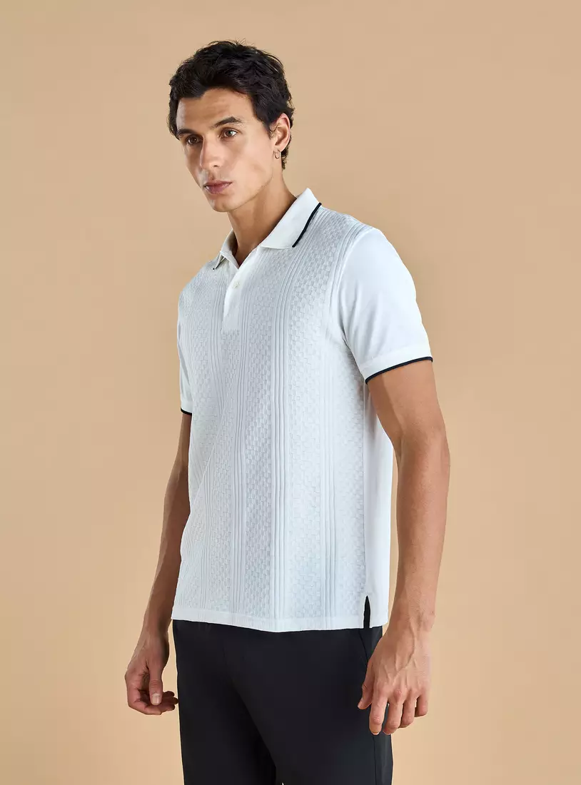 Jacquard Textured Polo T-shirt-4