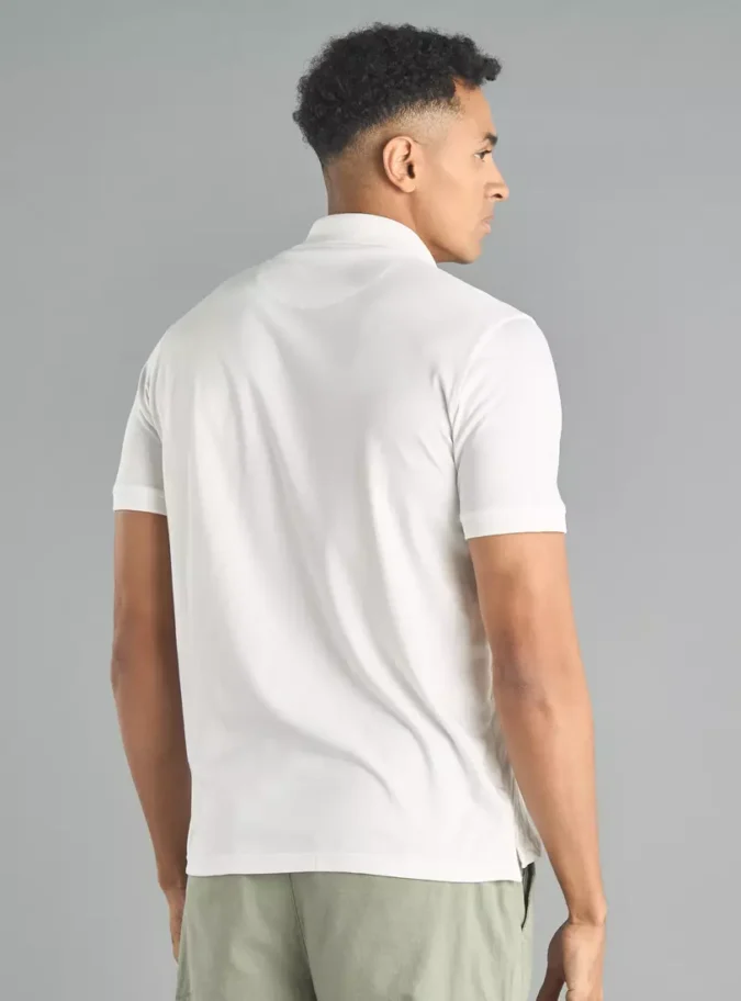 Jacquard Textured Polo T-shirt with Half Zip Closure-2