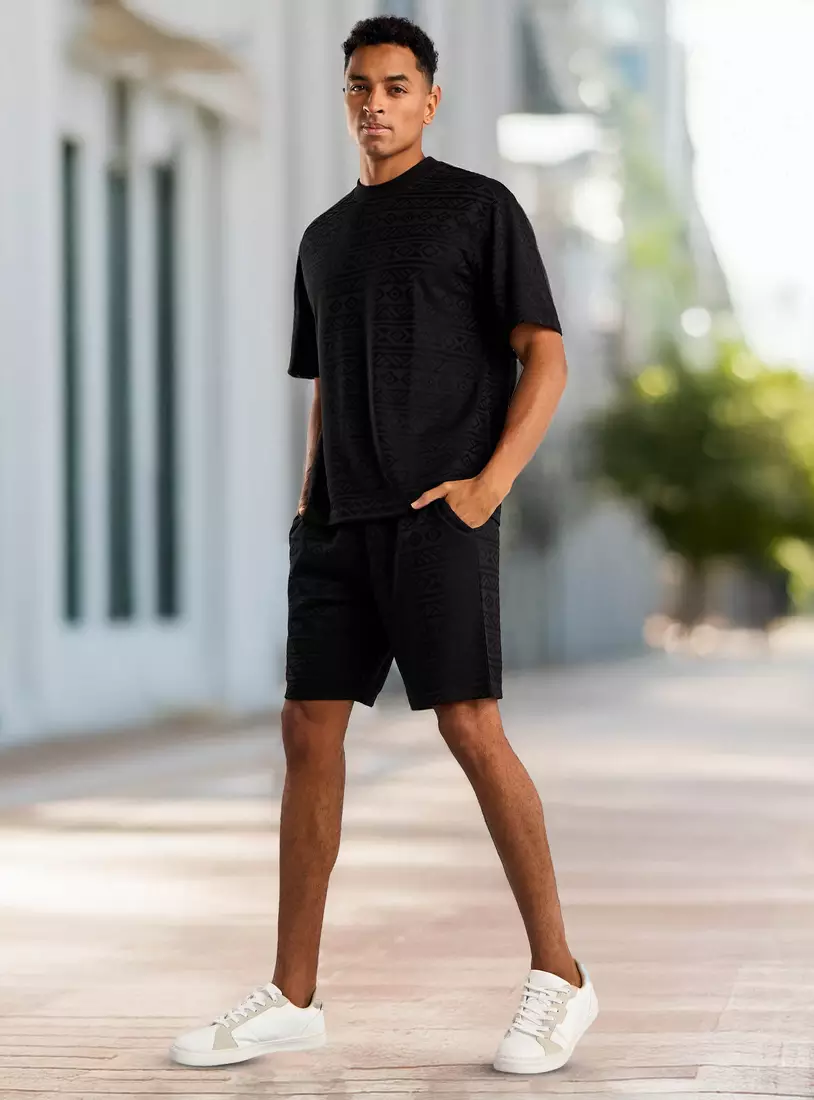 Jacquard Textured Shorts-2