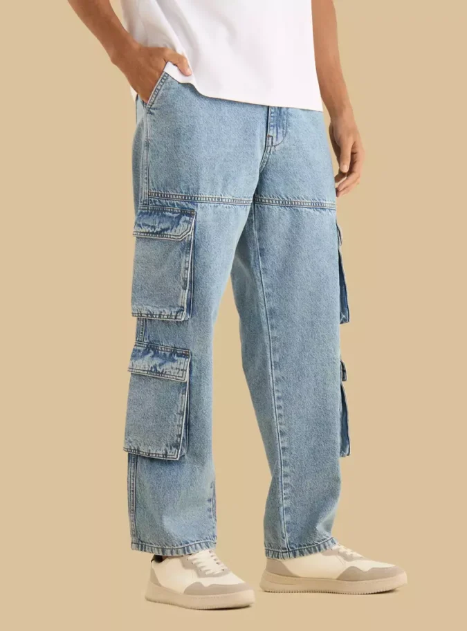 Loose Fit Cargo Jeans-1