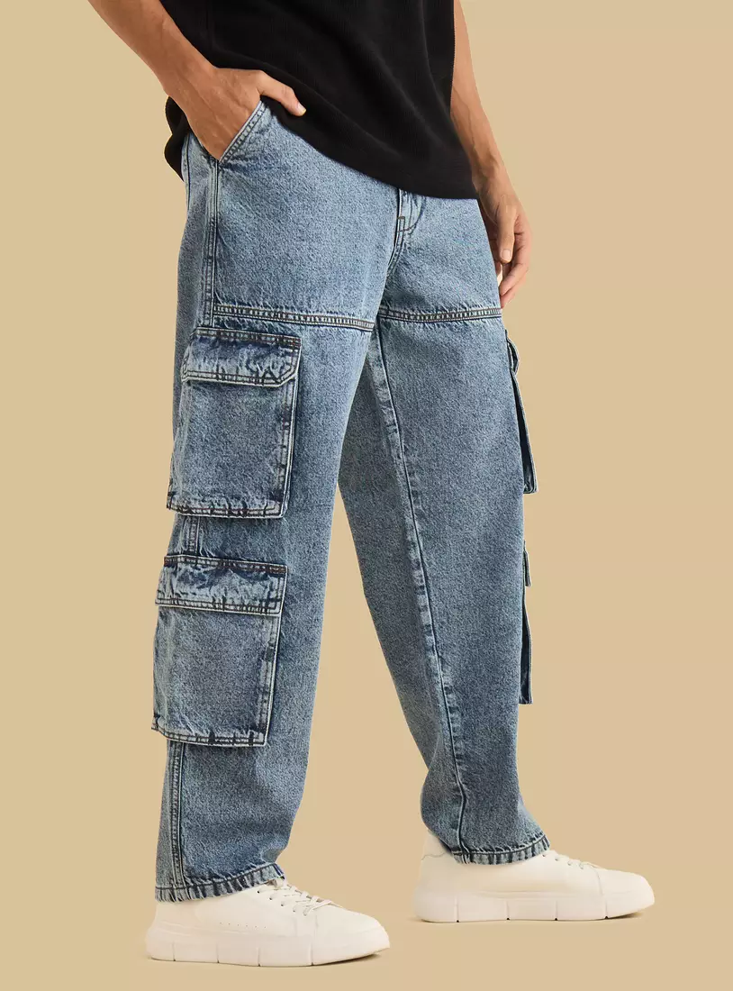 Loose Fit Cargo Jeans-4