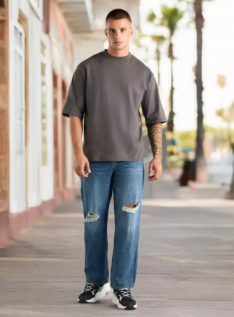 Loose Fit Constructed Jeans-4